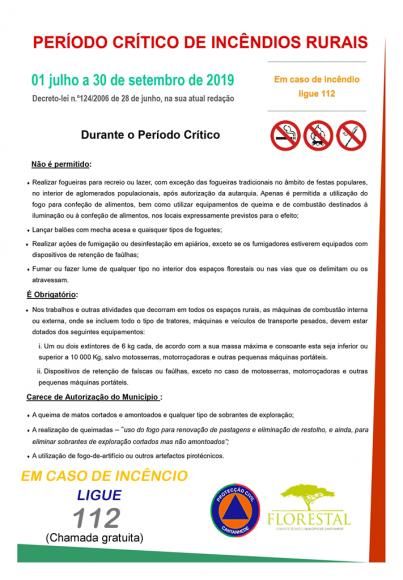 PER&Iacute;ODO CR&Iacute;TICO DE INC&Ecirc;NDIO - 1 DE JULHO A 30 DE SETEMBRO 2019